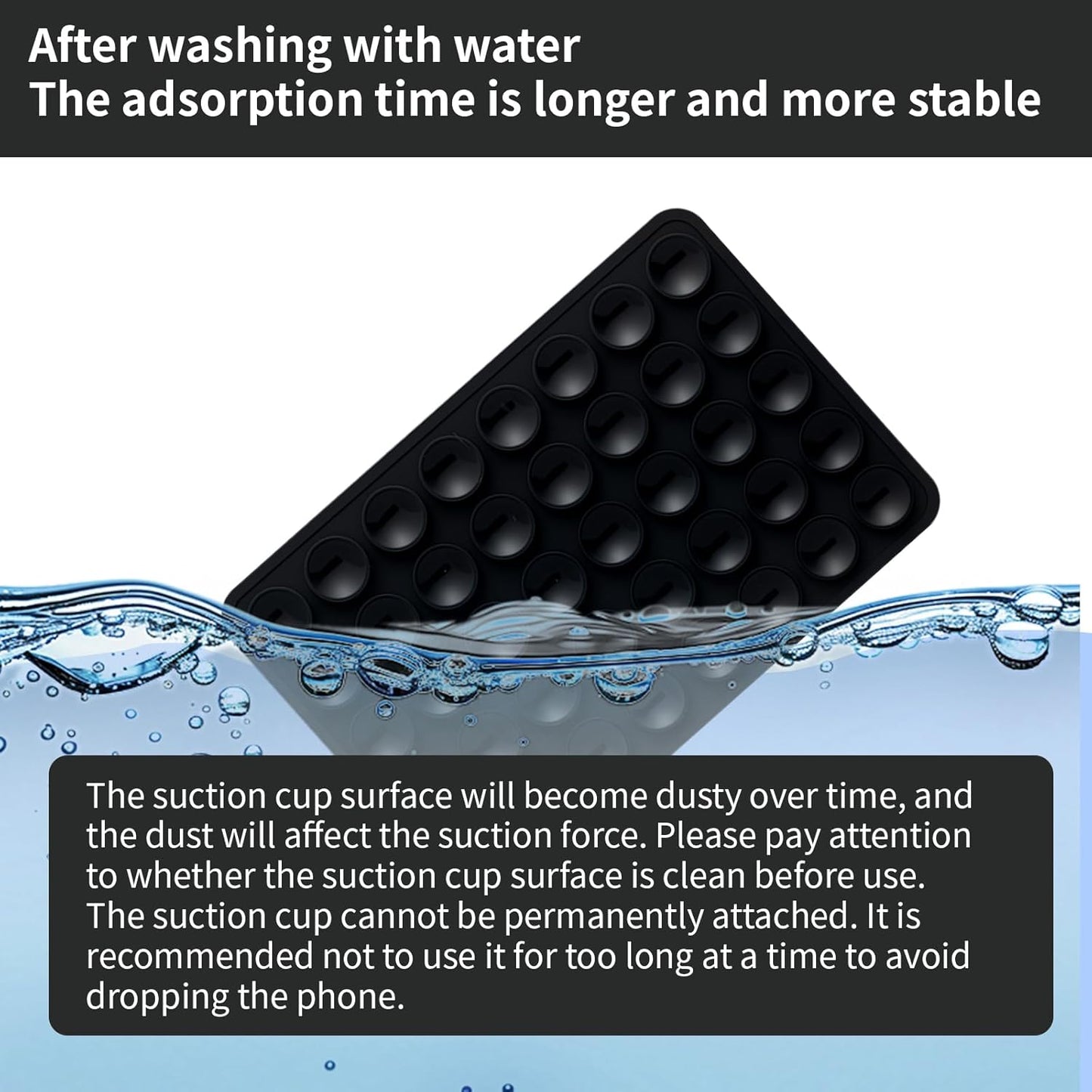 2 Pack Silicone Double-Sided Suction Grip – 40 Cups per Side, Strong Hold for iPhone, Galaxy, Pixel, Android – Hands-Free for Selfies & Videos (Black)