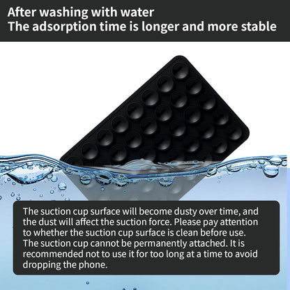 2 Pack Silicone Double-Sided Suction Grip – 40 Cups per Side, Strong Hold for iPhone, Galaxy, Pixel, Android – Hands-Free for Selfies & Videos (Black)