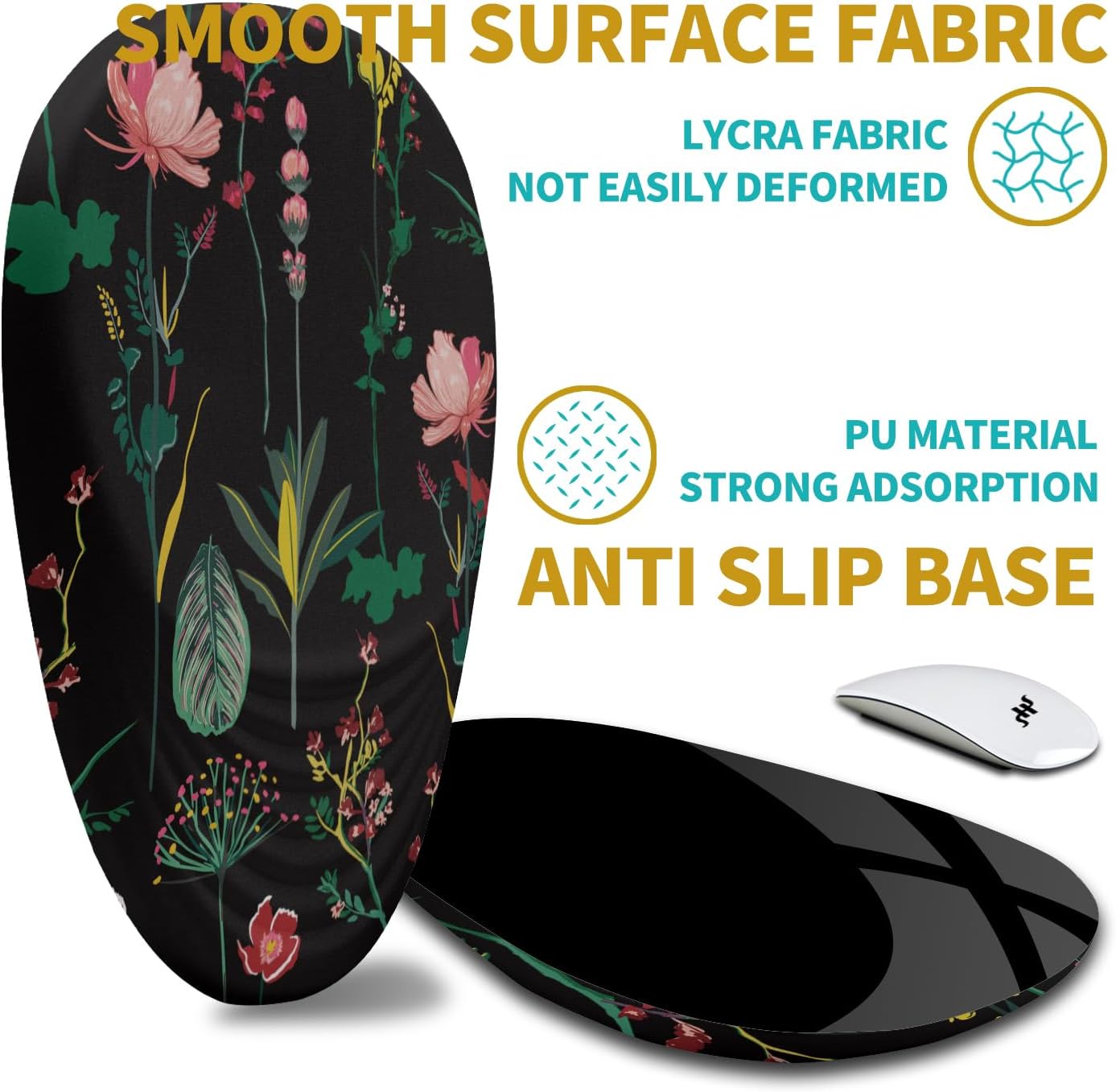 Hokafenle Ergonomic Mouse Pad Wrist Support with Stepped-Wedge Design, Wrist Rest Pain Relief Mousepad Filled with Memory Foam, Carpal Tunnel Mousepad for Wireless Mouse(12x8 inch, Botanical Flowers)