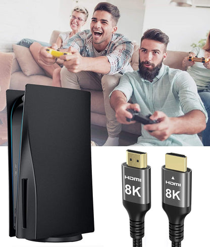 8K HDMI Cable 48Gbps 50 FT, Nylon Braided High Speed HDMI® Cable 4k 120Hz 2k 165Hz 8k 60Hz 12bit eARC ARC Dolby Atmos HDR10+ HDCP2.3 Compatible for Gaming PC TV Soundbar Monitor Mac PS5 Xbox