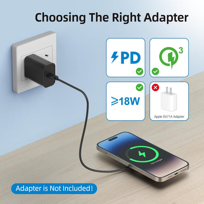 Magnetic Wireless Charger for iPhone 15W Max Fast Mag-Safe Wireless Charging Pad Compatible with iPhone 16/16 Plus/16 Pro/16 Pro Max/15/14/13/12 Series with USB-A Converter Black