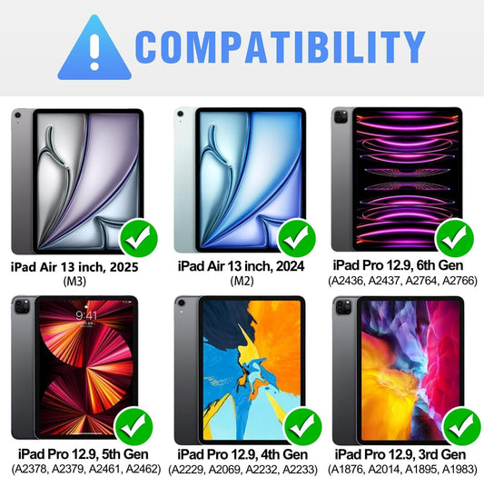 Nillkin iPad Air 13 inch Case Keyboard (M3,2025/M2,2024), Slide Camera Cover, iPad Pro 12.9 Protective Case with 7 Colors Backlit Wireless Detachable Keyboard, Trackpad and Pencil Holder