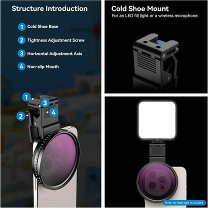 APEXEL CPL Filter 67mm Circular Polarizer Polarizing Filter for iPhone/DSLR for iPhone Camera Lens 16 15 14 13 12 Pro Max Samsung Galaxy Huawei with Adapter Ring, Universal Clip, Cold Shoe