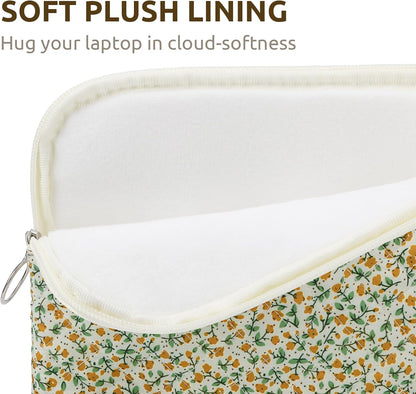 Puffy Laptop Sleeve 13-15.6 Inch Cute Quilted Laptop Protective Case Padded Floral Computer Sleeve for MacBook (B-Yellow, 11 Inch)