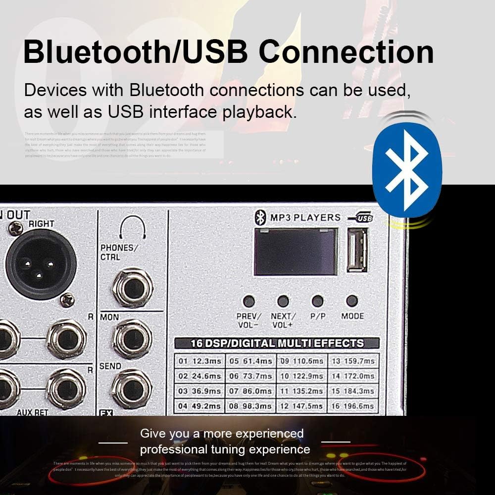 G-MARK GMX1200 DJ Mixer 12 Channel Professional Audio Mixer USB Mixing Console Music Studio 8 Mono 4 Stereo 7 Band EQ 16 Effect Podcast Streaming Audio Interface