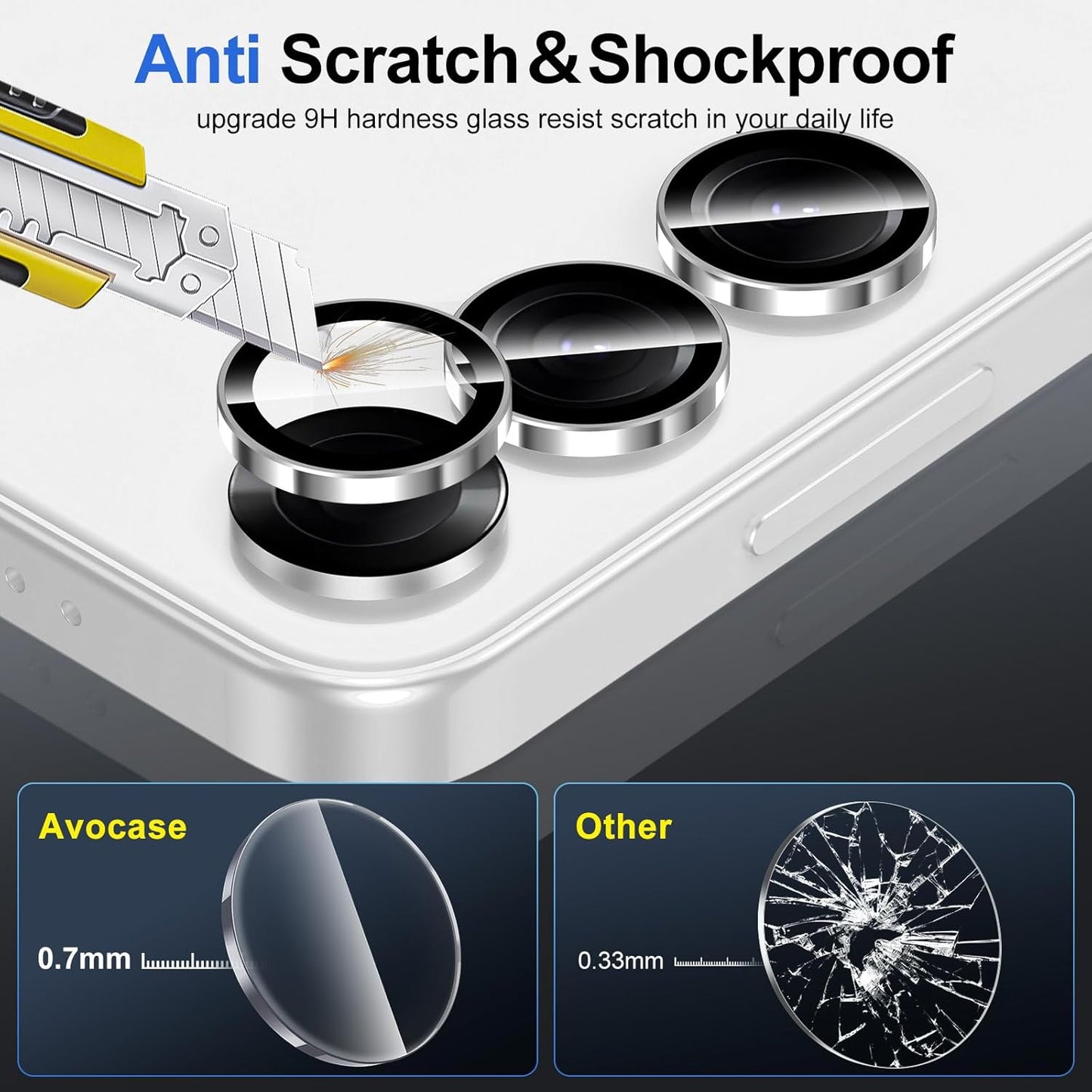 for Samsung Galaxy S25 Plus Camera Lens Protector, Individual Metal Ring Tempered Glass Lens Cover, [Strong Adsorption] Scratch Resistant Ultra-Thin HD Clear Lens Cover, 1 Set-Slivery Ring