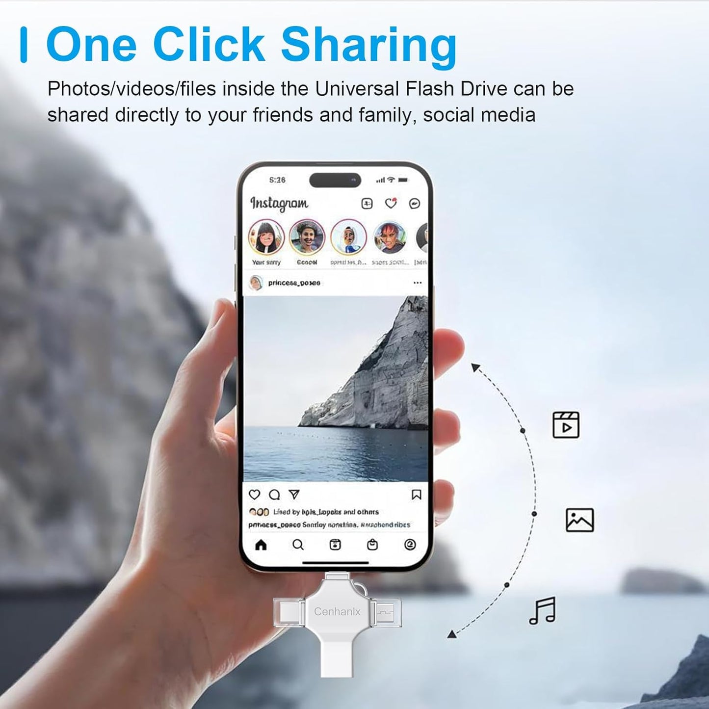 Photo Stick USB Flash Drive128GB Memory Stick Omni USB 3.0 High Speed Thumb Drives Portable Mini Storage Device External Storage for Smartphone/Laptop/PC/Android