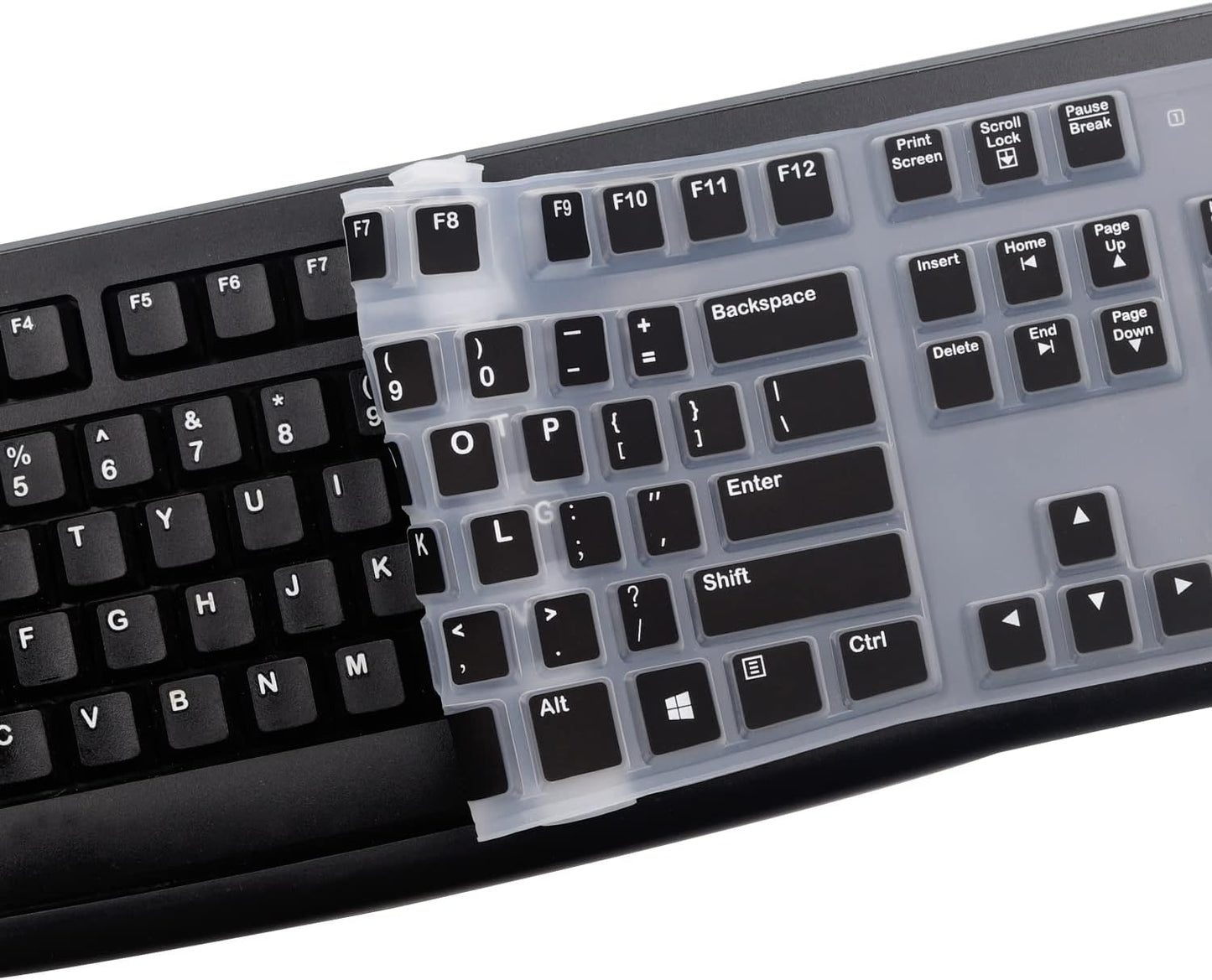 Silicone Keyboard Cover for Logitech K120 & MK120 Ergonomic Desktop USB Wired Keyboard, Logitech K120 & MK120 Keyboard Protective Skin US Layout (NOT Fit Other Model) -Black