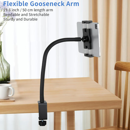 Tablet Stand Holder,Gooseneck Desktop iPad Mount for Table/Bed/Lectern/Kitchen,19.7" Flexible Adjustable Arm,Compatible with 4.7~12.9" iPad/iPhone/Nexus/LG G Pads/e-Reader/Kindle/Switch/Galaxy Tabs