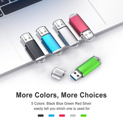 TOPESEL 16GB 10Pack 3.0 USB Flash Drive High Speed 16gb Thumb Drive Memory Stick Jump Drive 16G USB Drive Zip Drive for PC laptops, tablets, TVs, car audio(5 Mixed Colors: Black Blue Green Red Silver)