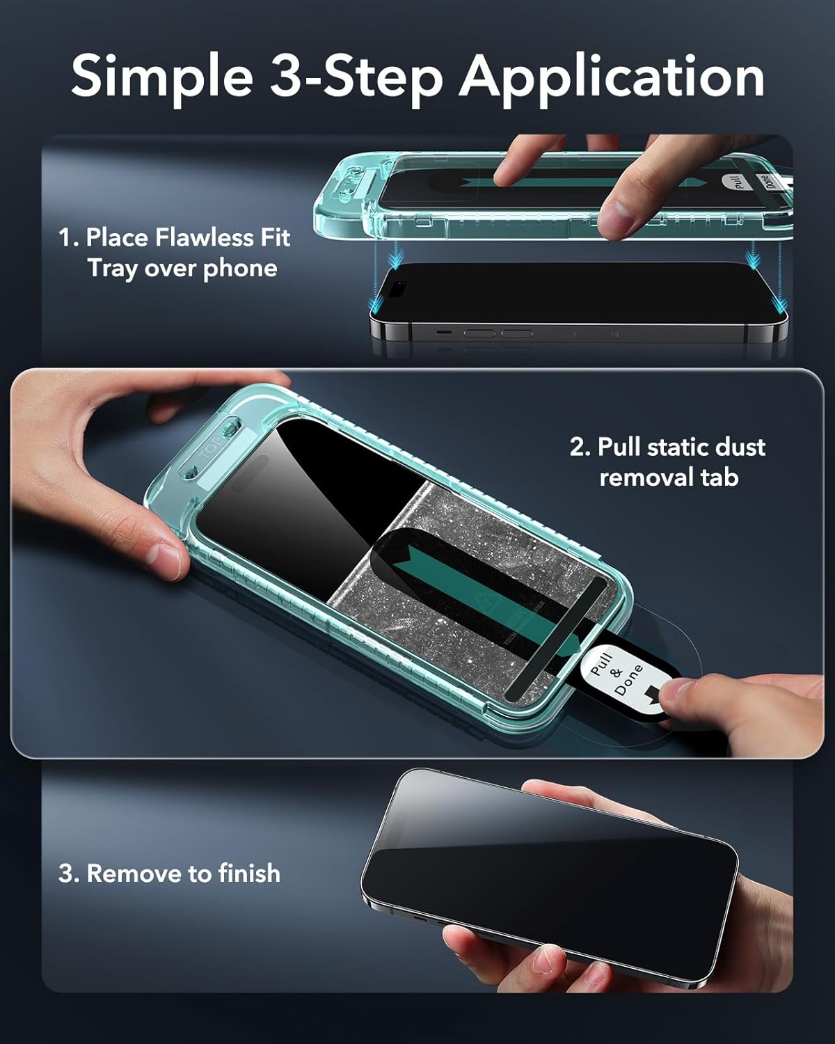 ESR 3 Pack for iPhone 14 Pro Max Privacy Screen Protector, Anti-spy Tempered-Glass Privacy Screen Protector with Flawless Fit Tray