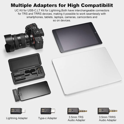 GODOX 【2025 Latest Model Movelink Mini Kit Wireless Microphone System, 2.4GHz Lavalier Mic 100m(328ft.) Range with Charging Case for Android, Camera, Vlogger, Youtuber, Interviewer