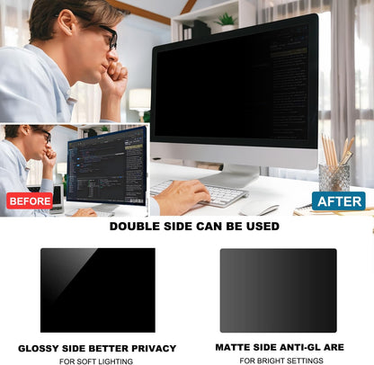 32 Inch Computer Privacy Screen Shield [2 Pack] for 16:9 Widescreen Desktop Monitor - Anti-Glare Blue Light Privacy Filter and Anti Spy Privacy Screen Protector Film