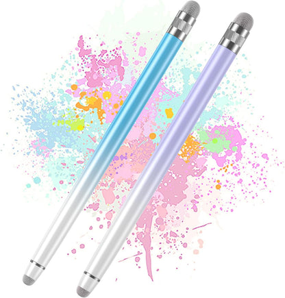 2PCS Stylus Pens for Touch Screens, Stylus Pen for iPhone/iPad/Tablet Android/Microsoft Surface, Compatible with All Touch Screens(Purple/Blue)