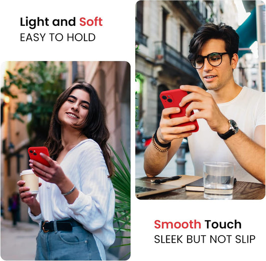 FireNova Designed for iPhone 13 Case, Silicone Upgraded [Camera Protection] Phone Case with [2 Screen Protectors], Soft Anti-Scratch Microfiber Lining Inside, 6.1 inch, Red