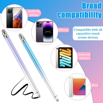2PCS Stylus Pens for Touch Screens, Stylus Pen for iPhone/iPad/Tablet Android/Microsoft Surface, Compatible with All Touch Screens(Purple/Blue)