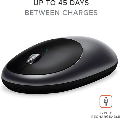 Satechi M1 Wireless Bluetooth Mouse, USB-C Rechargeable, Compact & Portable, for Mac/Windows, Compatible with M4/M3/M2 MacBook, Pro, Air/iMac/iPad Pro, iPhone 16/15/14 & More - Space Gray