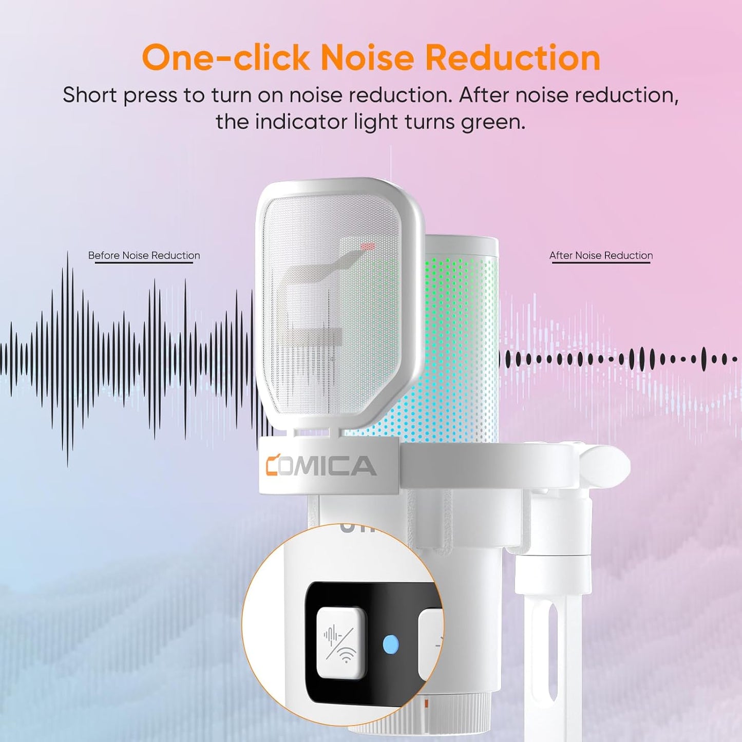 COMICA EJoy Uni Pro Wireless USB Condenser Gaming for PC, PS4, PS5, USB C Phone and Mac, RGB Computer Mic for Twitch, Streaming/Podcasting/YouTube, Noise Cancellation Mic with Mute, Gain, Monitoring