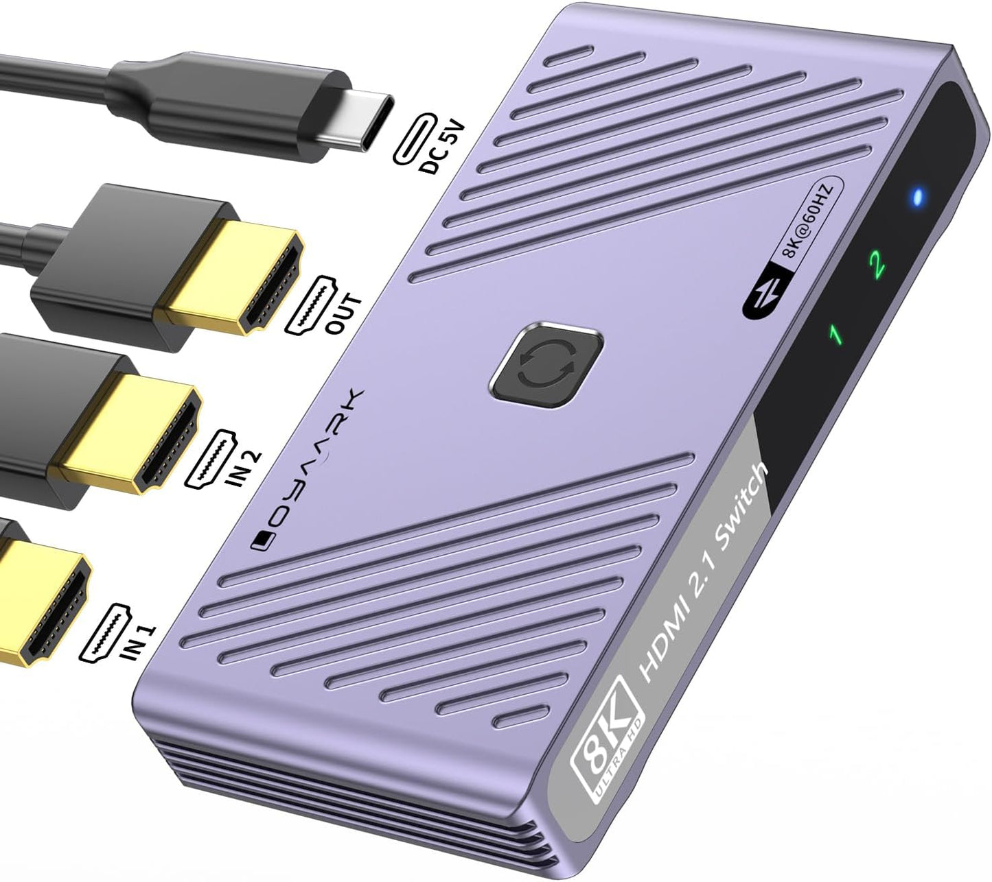 Video Selector Boxes， 8K@60Hz Splitter, bi-Directional 8K HD switcher 2 in 1 Out, Support 3D, HDR, Compatible with laptops, PC, Xbox Series, projectors, TV Monitors DSLR Cameras,