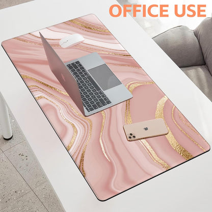 Mouse Pad Large Liquid Marble Non-Slip Gaming Desk Mat with Stitched Edge Laptop Keyboard Desk Pad for Work Home Gaming (35.4 x 15.7 Inches)