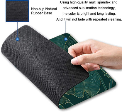 Mouse Pad, Green Leaves Mouse Pad Rectangle Custom Designs, Waterproof Anti-Slip Rubber Mousepad Office Accessories Desk Decor Wireless Mouse Pads for Computers Laptop