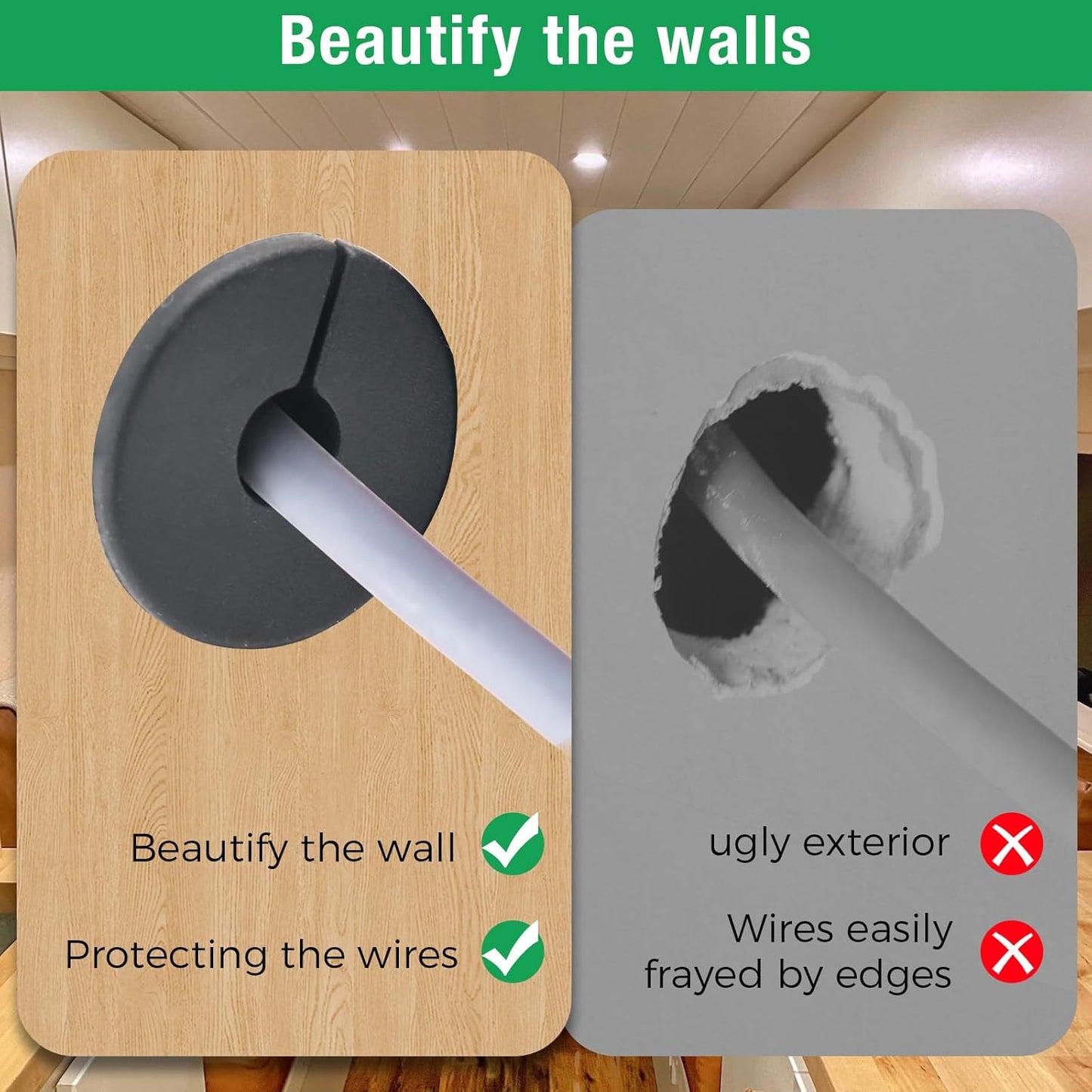 6pc Starlink Cable Grommet 3/4" Silicone Waterproof Wall Hole Pass Through Split Cable Bushings for TV Wire Ethernet Cord, Starlink Cable Routing Kit Accessories,38mm/1.5"Ht, Grey