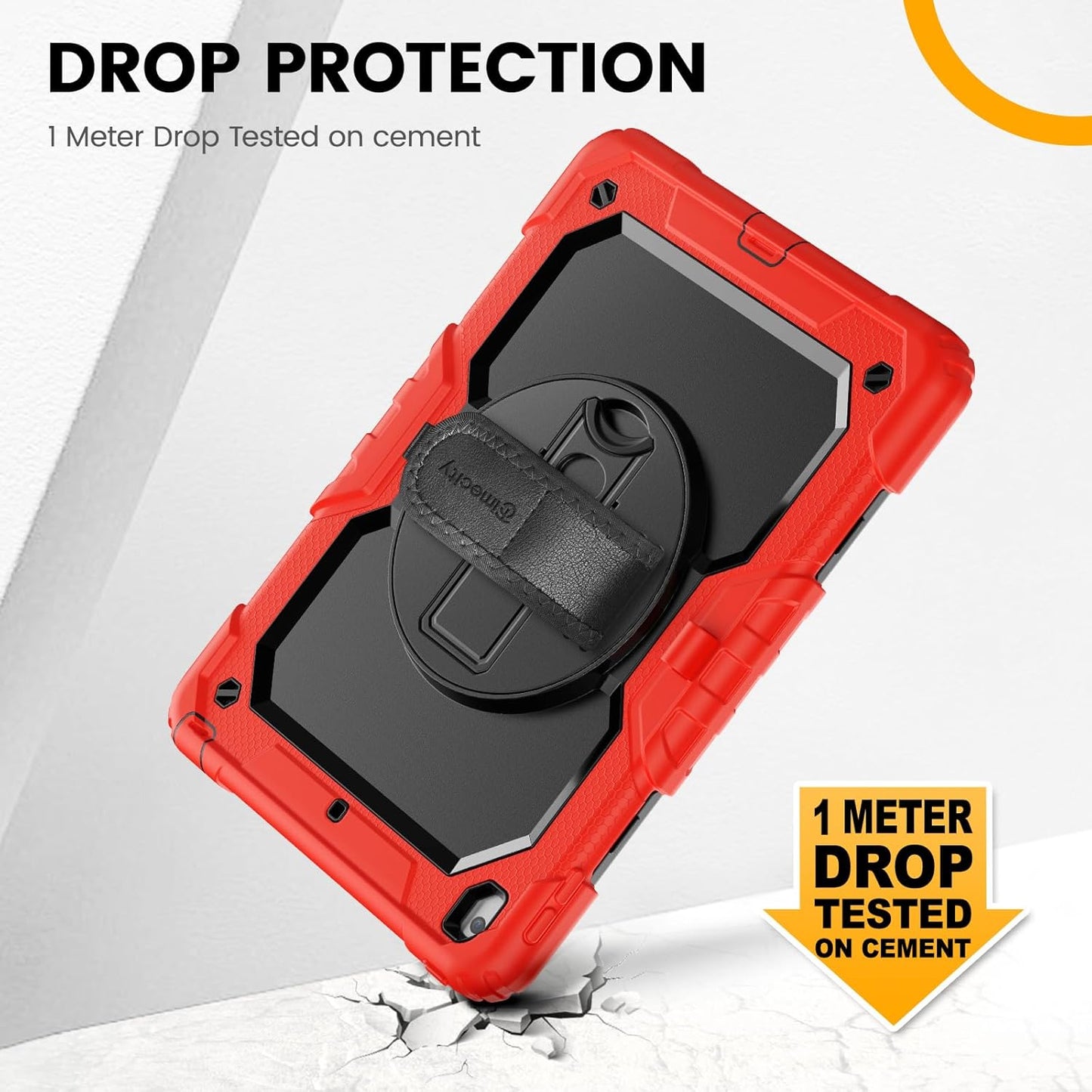 Timecity Case for iPad 9th/ 8th/ 7th Generation 10.2 inch - Heavy Duty Protective Cover with Screen Protector, Rotating Stand, Shoulder Strap & Pencil Holder | Kids-Friendly (Red)