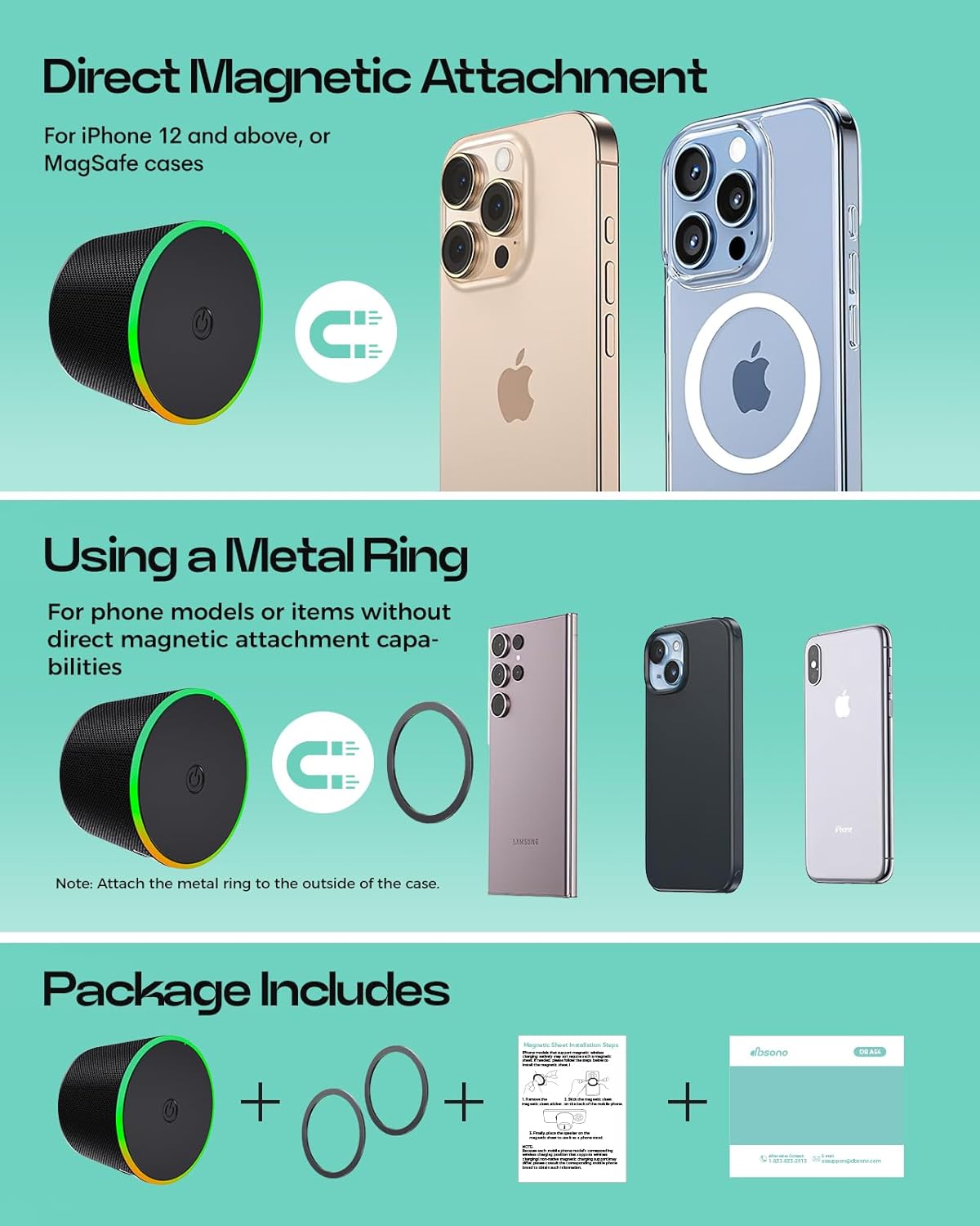 Stocking Stuffers for Men Women: Portable Bluetooth Speaker with Color Light Phone Stand, Christmas Birthday Anniversary White Elephant Gifts for Adults Teens Boy Girl Trendy Stuff