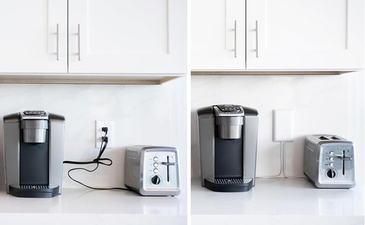 sleek socket Original & Patented Ultra-Thin Outlet with Cord Concealer Kit, Flat Extension with Multi Outlets Power Strip, Ideal for Home Improvement, Hide Bulky and Messy Cords, 6 Feet, White