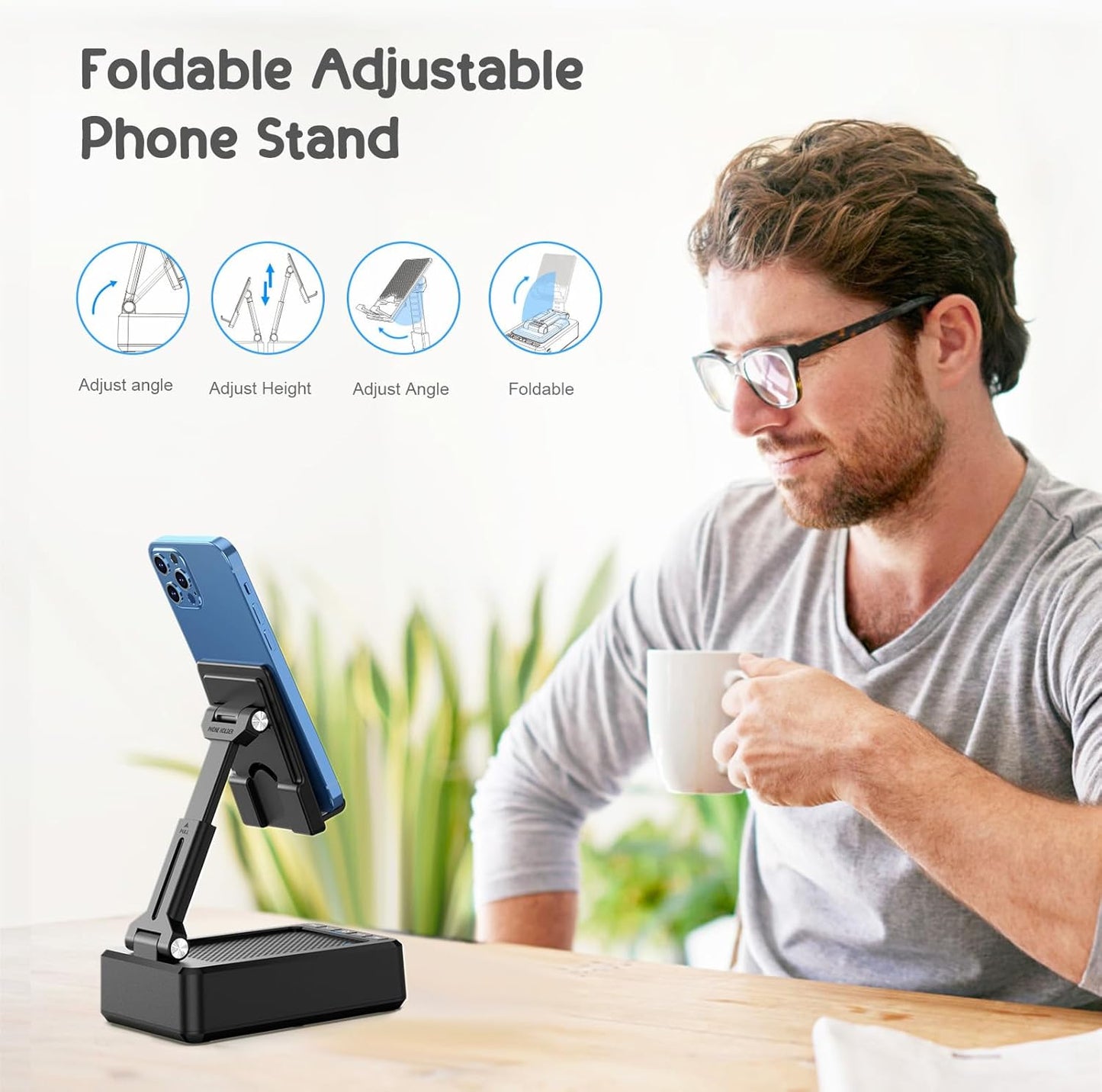 TechGlow Foldable Cellphone Stand with Bluetooth Speaker and Power Bank Birthday Gifts for Men Women Mother Father Boy Girl Teens Cool Tech Gadgets