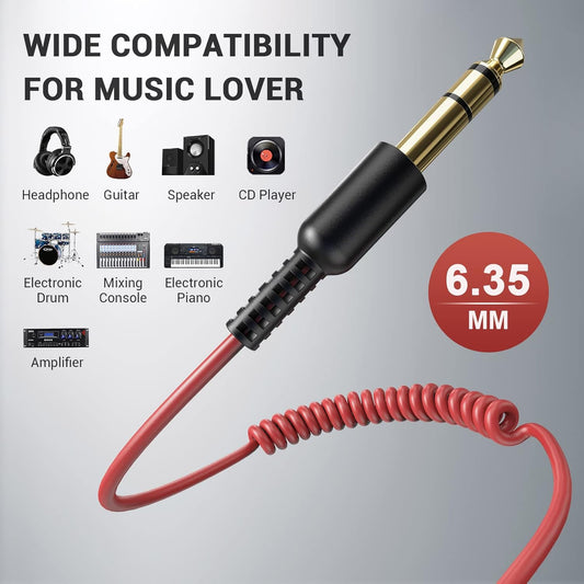 OneOdio 6.35mm to 3.5mm 6.6-9.8FT Stereo Adapter Cable Compatible with AMPs, Electronic Keyboards, Mixers, Guitars and Pro10/Pro30/Pro50 Headphones of OneOdio-Red