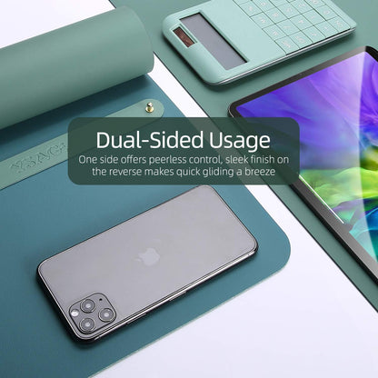 YSAGi Desk Pad, Desk Mat, 31.5" x 15.7" Dual-Sided Laptop Desk Pad Protector, Large Leather Desk Blotter for Keyboard and Mouse, Waterproof Desk Writing Pad for Office(Pistachio Green + Green Blue)