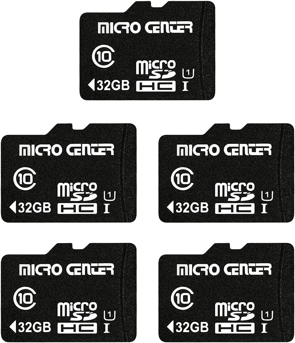 Micro Center 32GB Class 10 MicroSDHC Flash Memory Card with Adapter for Mobile Device Storage Phone, Tablet, Drone & Full HD Video Recording - 80MB/s UHS-I, C10, U1 (5 Pack)