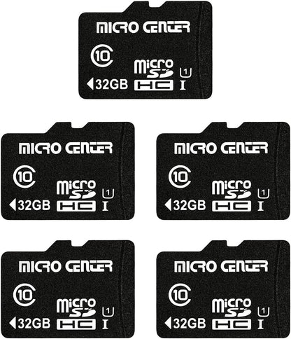 Micro Center 32GB Class 10 MicroSDHC Flash Memory Card with Adapter for Mobile Device Storage Phone, Tablet, Drone & Full HD Video Recording - 80MB/s UHS-I, C10, U1 (5 Pack)
