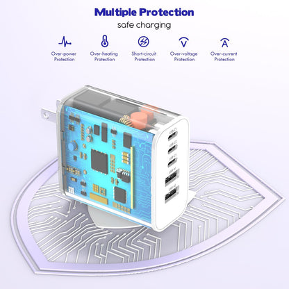 iPhone 16 Fast Charger Block, 2 Pack 60W USB Charging Block 5-Port Charge Adapter for Apple iPhone Charger with 6FT USB C Woven Fast Charging Cable for iPhone16/16e/16 Pro/15Pro Max, iPad Pro/Air/Mini