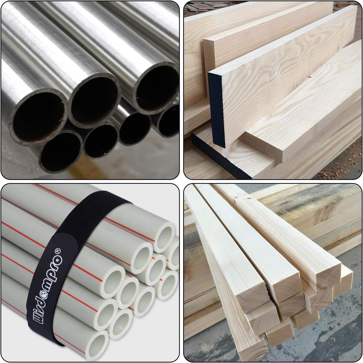 Extra Large 4 Pack 2 x 48 Inches Hook and Loop Strap, Reusable Fastening Cable Tie Down Straps by Wisdompro - Reusable, Durable Functional Cinch Cable Straps for Your Home, Office, Workspace