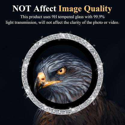 YWXTW Camera Lens Protector for Samsung Galaxy S24 / S23 / S23 Plus, [NOT for S24 Plus] 9H Tempered Glass Metal Individual Ring Camera Screen Protector for S24 Accessories (Silver Glitter)