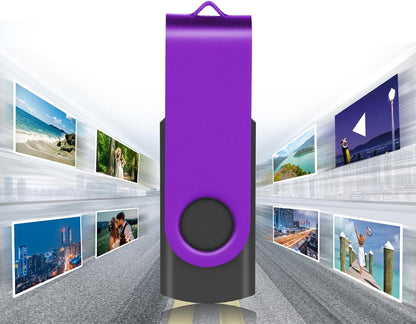 EASTBULL Flash Drives Bulk 128MB USB Thumb Drive 50 Pack USB 2.0 Memory Stick Swivel Pen Drive with Lanyard for Storage and Backup (128MB 50 Colors)