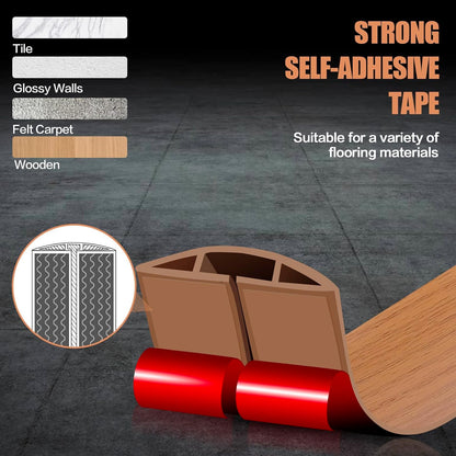 Floor Cord Cover Cavity 0.8"x0.37" Self Adhesive Cord Hider, 10FT Low Profile Cable Management, Extension Strip Protector for Wires, Prevent Cable Trips for Offices, Gyms, Exhibitions (Brown Wood)