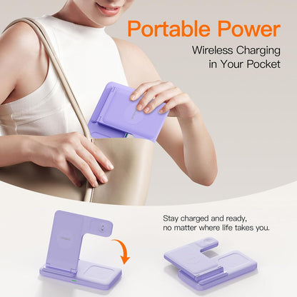 2025 3 in 1 Wireless Charger for iPhone 16 15 14 13 12 11 XR 8, Apple Charging Station for Apple Watch 10/9/Ultra/8/7/SE/6/5/4 & AirPods Series, Wireless Charging Station for Multiple Devices Apple