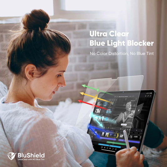 FLOLAB ONETIME NanoArmour Screen Protector for iPad Air 13 Inch 2024 Tempered Glass, TruColor, Blue Light Blocker, No Blue Tint, Original Display Color, Ultra Clear, Easy Install, Durable