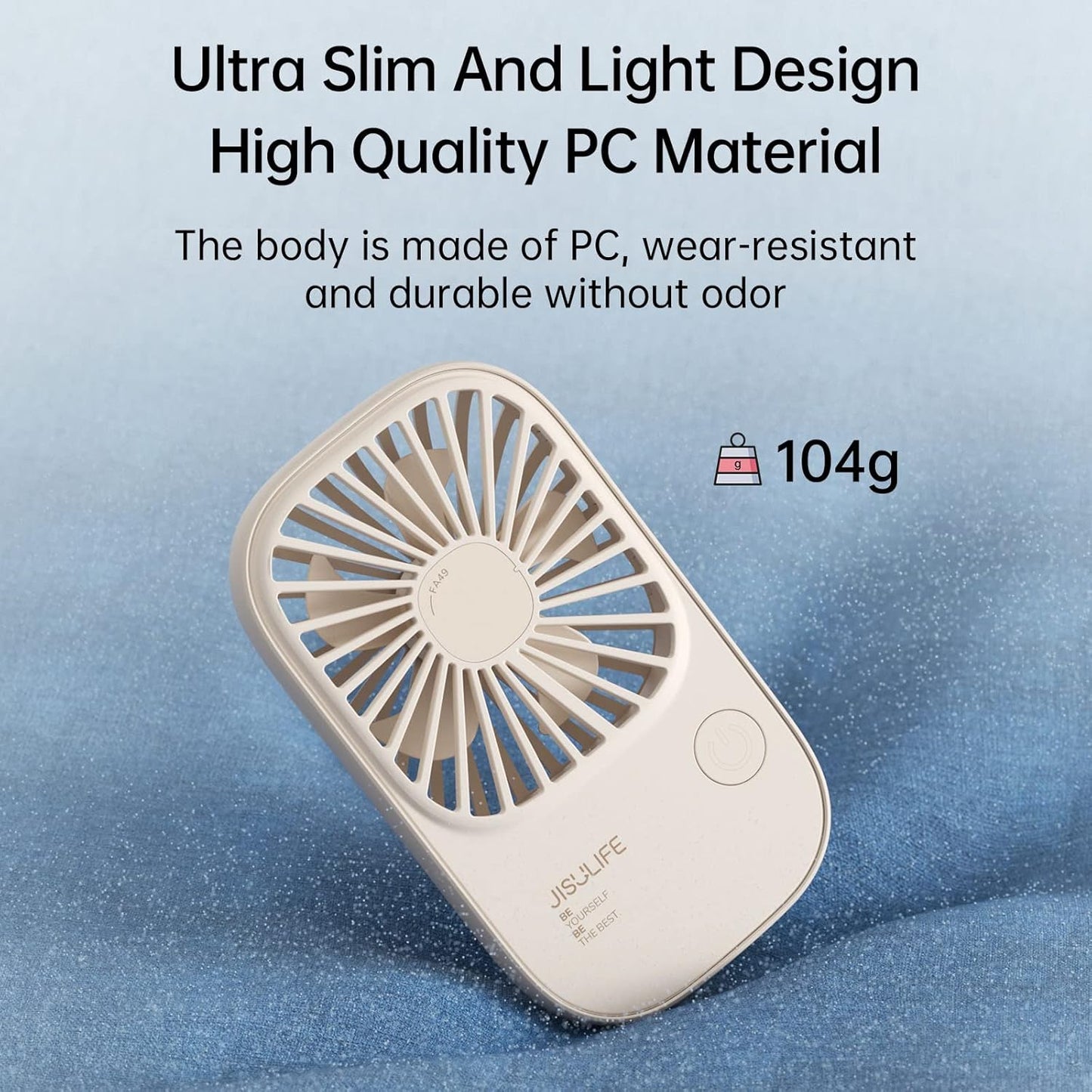 JISULIFE Handheld Mini Lash Fan with Bracket, Small Portable USB Rechargeable Personal Makeup Stylish Fan with 3 Speeds for Women Mom Girls Office Outdoor Travel Beige