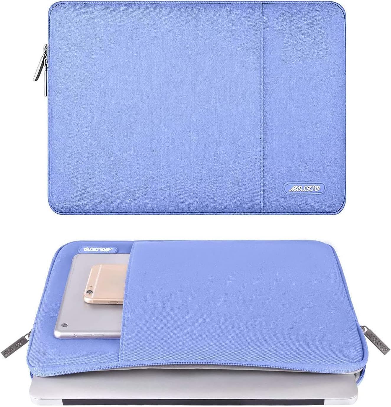 MOSISO Laptop Case 13.3 inch, 13-13.3 inch Laptop Sleeve Compatible with MacBook Air/Pro 13 / Pro 14, HP Dell ASUS Lenovo Notebook, Polyester Vertical Computer Sleeve Bag with Pocket, Slate Blue