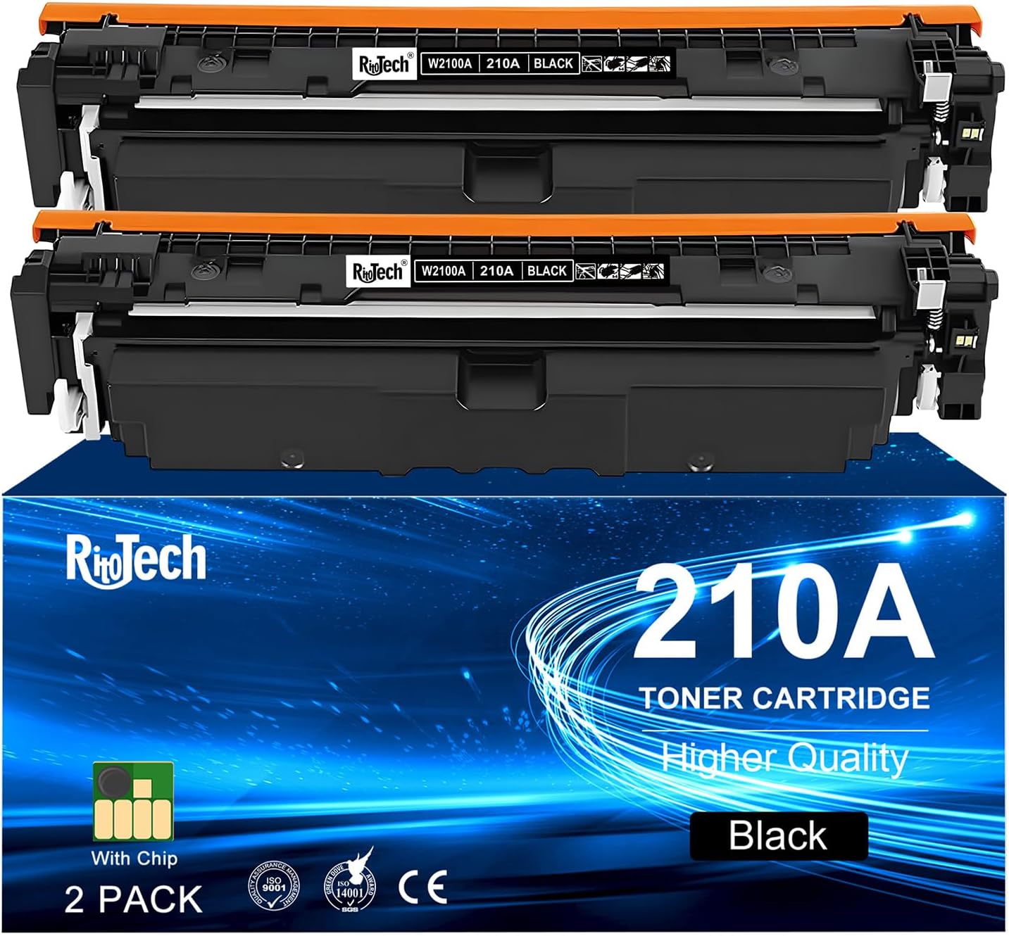 210A Black Toner Cartridges - for HP 210A 210X W2100A for HP Color Pro MFP 4301fdw 4301fdn Pro 4201dw 4201dn Printer Ink,2 Pack (with Chip)