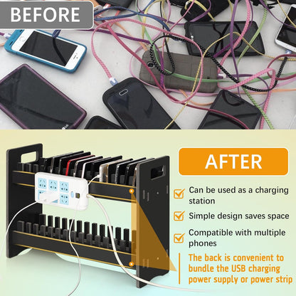 Cell Phone Holder Classroom Cell Phone Storage 2-Tier Multiple Cell Phone Stand Rack with 1-30 Number Stickers PVC Board Mobile Phone Holder Desktop Organizer for Classroom (Black, 30 Slots)
