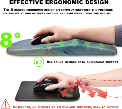 Mouse Pad Wrist Support, Ergonomic Mouse Pad with Massage Dot, Comfortable Computer Mouse Pad for Laptop, Wrist Rest Pain Relief Mousepad with Non-Slip PU Base for Office & Home, 12 x 8 in