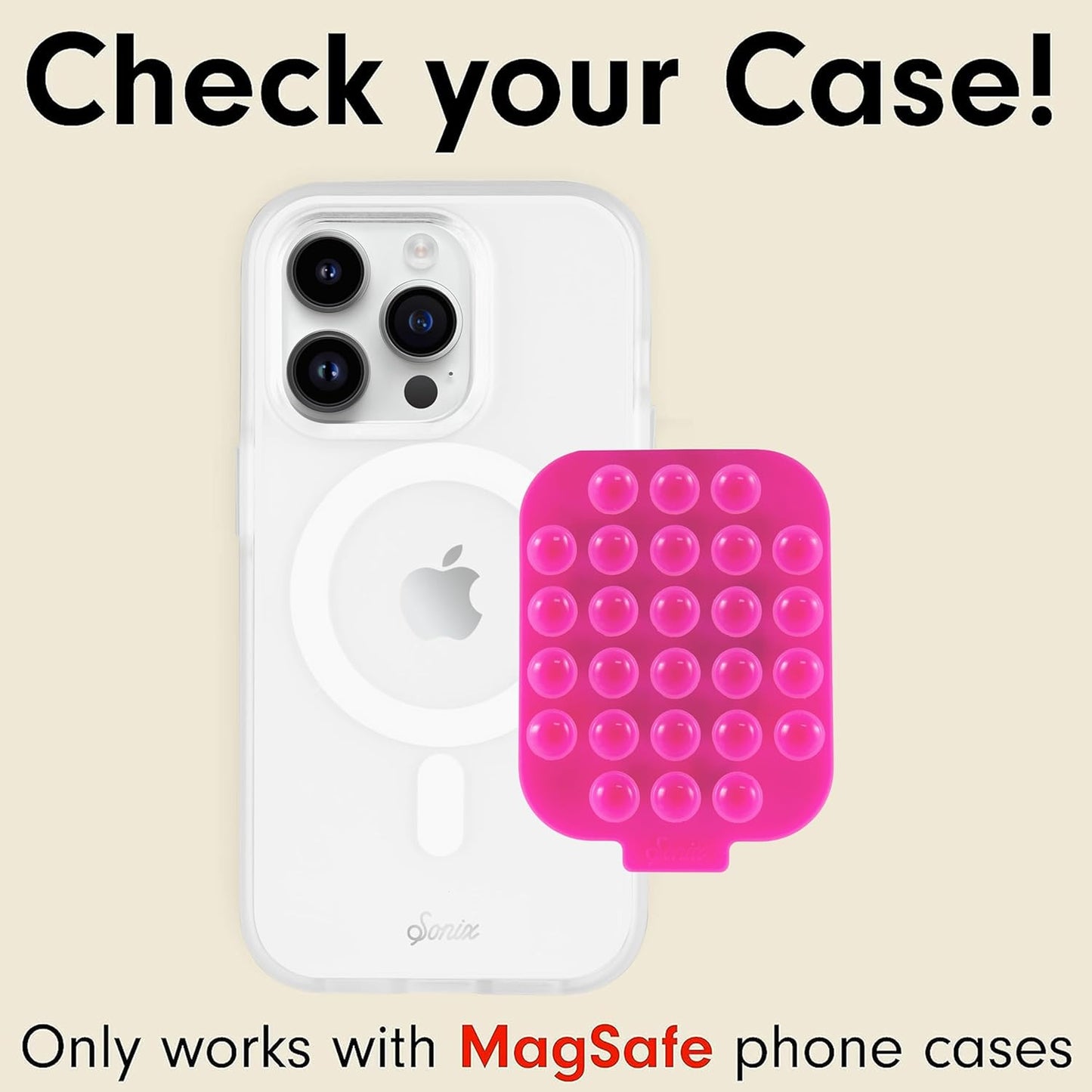 Sonix | Magnetic Silicone Suction Cup Phone Mount for iPhone | Compatible with MagSafe | Bright Fluorescent Pink | Hot Pink