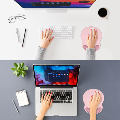 ITNRSIIET Ergonomic Mouse Pad with Comfort Gel Wrist Rest, Non-Slip PU Base, Smooth Textured Surface, Reduces Hand Fatigue & Wrist Pain, 8.7 x 7.2 Inch for Office Gaming Home, Pink Accent