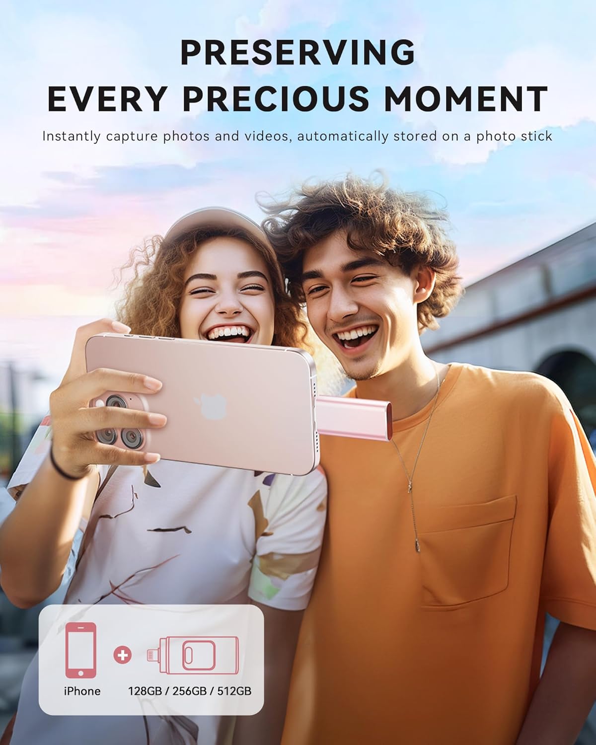 Apple MFi Certified 512GB Flash Drive for iPhone Thumb Drive Photo Stick, USB Memory Stick iPhone Flash Drive for Photos Videos, High Speed Jump Drive Compatible for iPhone/iPad/Android/PC (Pink)