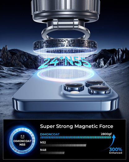 DIMONCOAT 2025 Upgraded Metal 360° Adjustable Vacuum Suction Cup Phone Mount [109LB Suction], Magnetic Phone Holder for Car, Foldable Portable iPhone Holder Magsafe Car Mount for iPhone 16 Pro Max